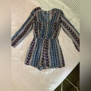 H&M Divided long sleeve Aztec design romper with pockets